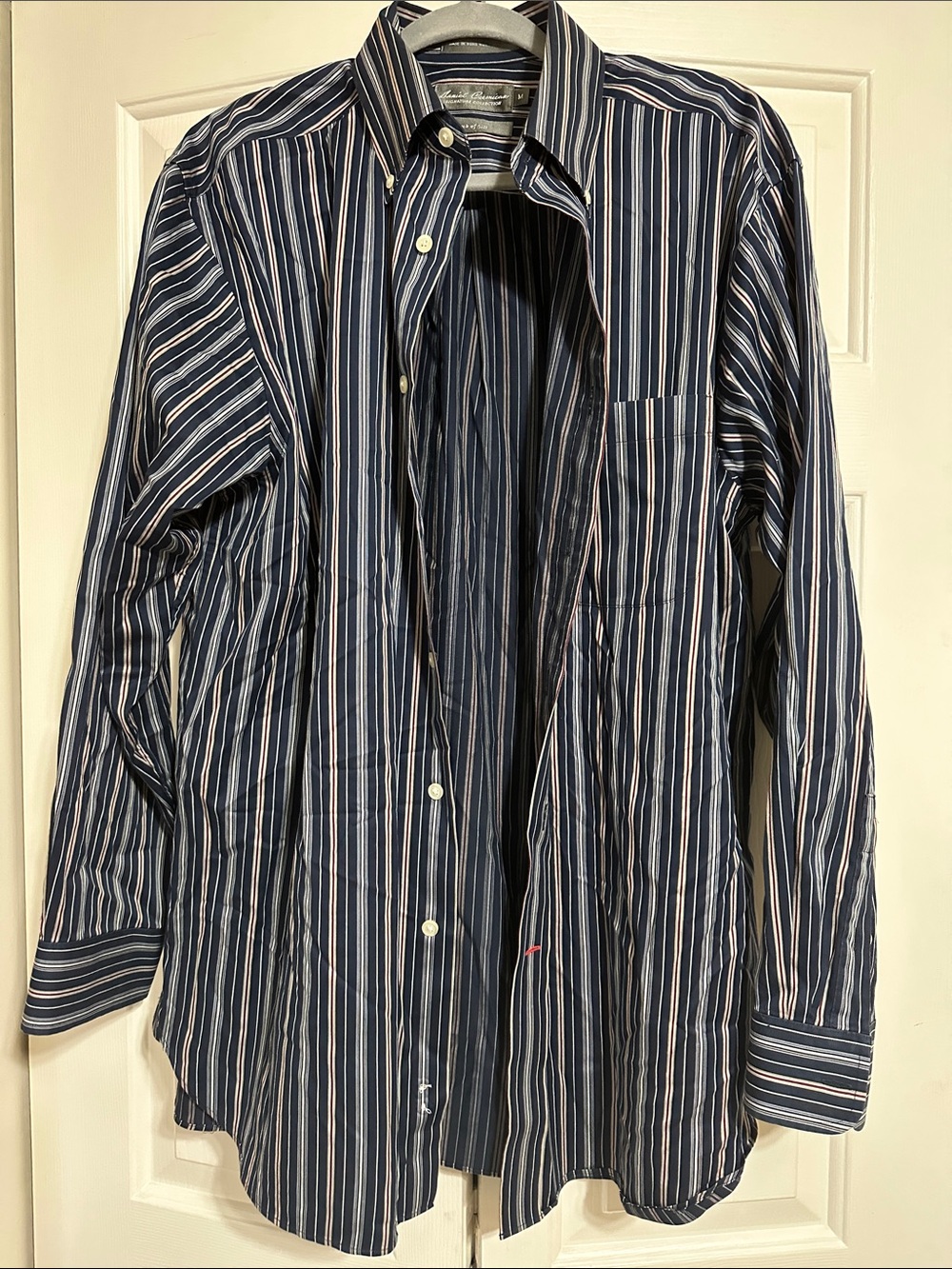 Daniel Cremieux Navy Stripe Button-Down Shirt with White and Light Blue Stripes